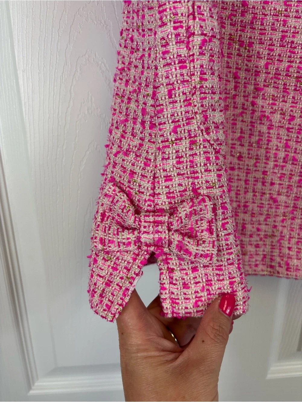 Lilly Pulitzer little Lilly shift girls pink palms fantasy tweed dress sz 5